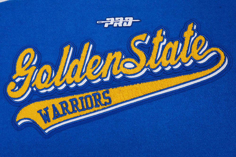 Pro Standard Women's Golden State Warriors Blue Script Tail Wool Varsity Jacket product image