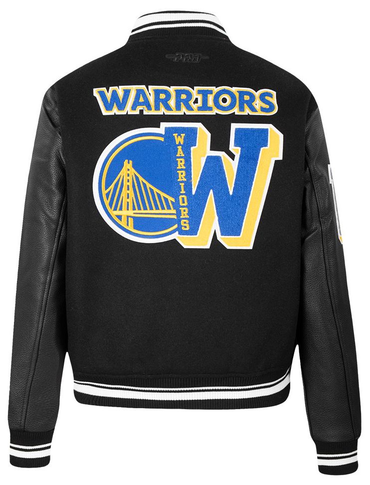 Pro Standard Women's Golden State Warriors Black Mash Up Rib Wool Varsity Jacket product image