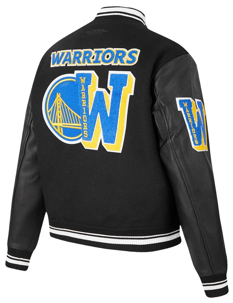 Pro Standard Women's Golden State Warriors Black Mash Up Rib Wool Varsity Jacket product image