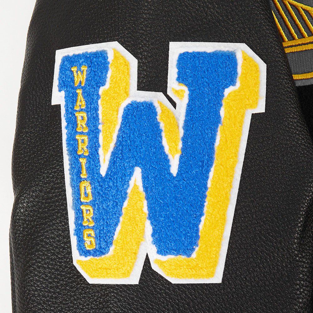 Pro Standard Women's Golden State Warriors Black Mash Up Rib Wool Varsity Jacket product image