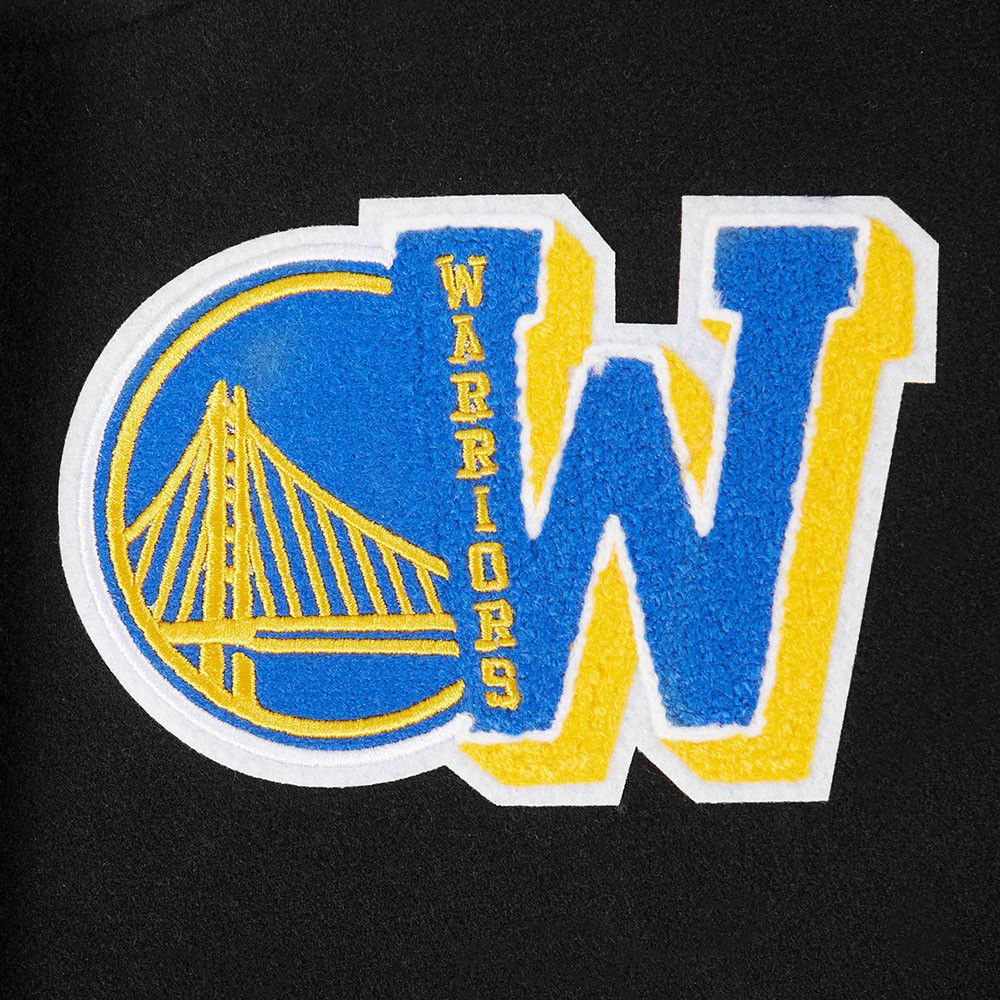 Pro Standard Women's Golden State Warriors Black Mash Up Rib Wool Varsity Jacket product image