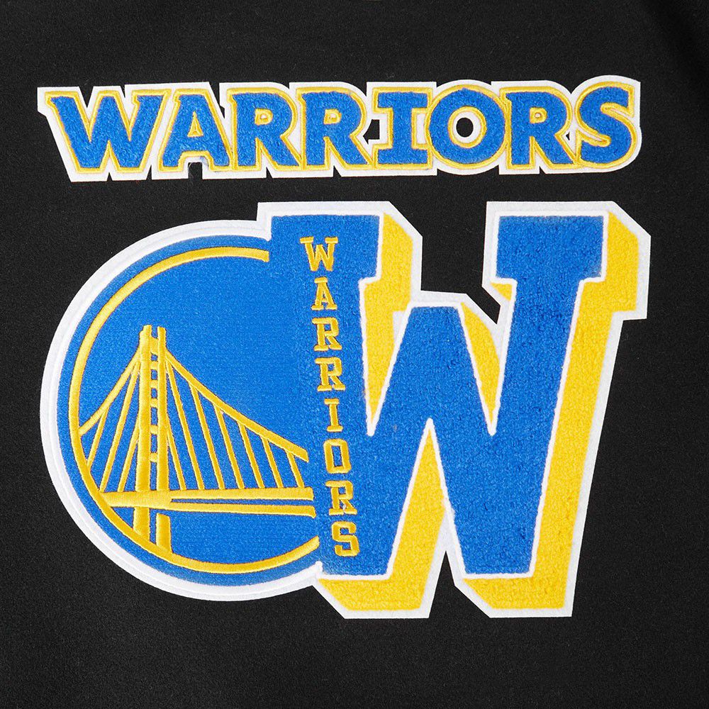 Pro Standard Women's Golden State Warriors Black Mash Up Rib Wool Varsity Jacket product image