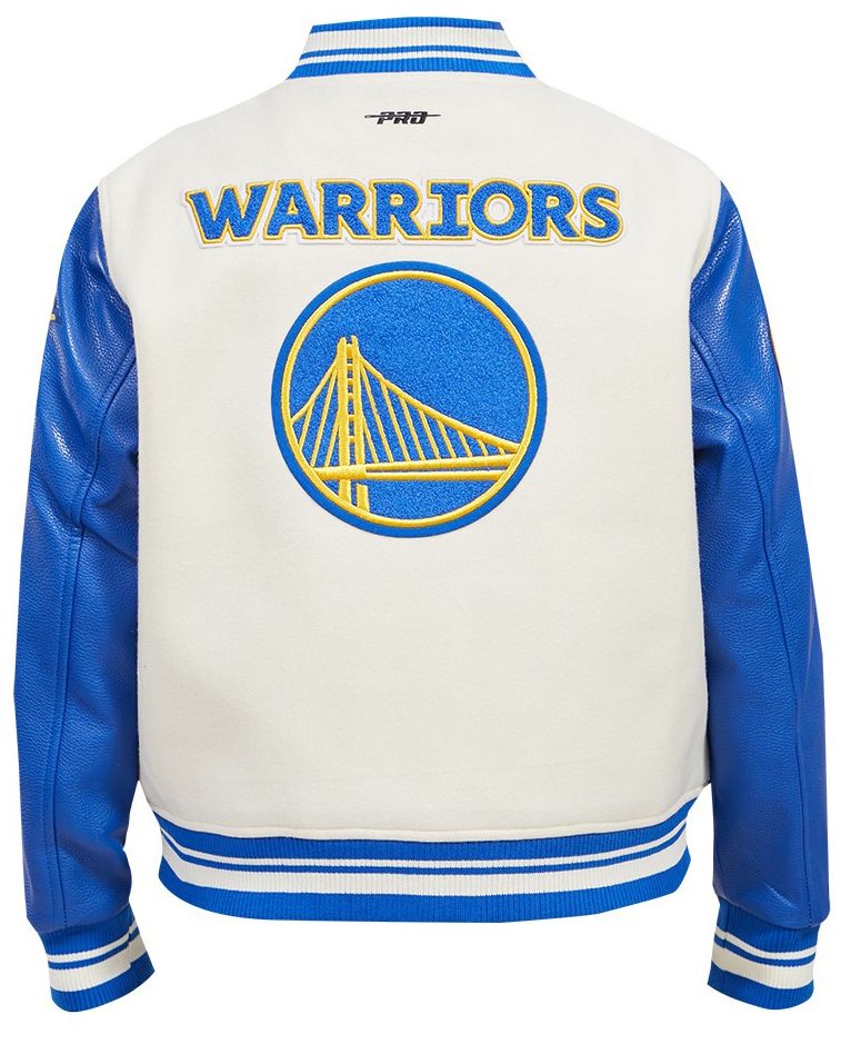 Pro Standard Women's Golden State Warriors Off White Classic Varsity Jacket product image