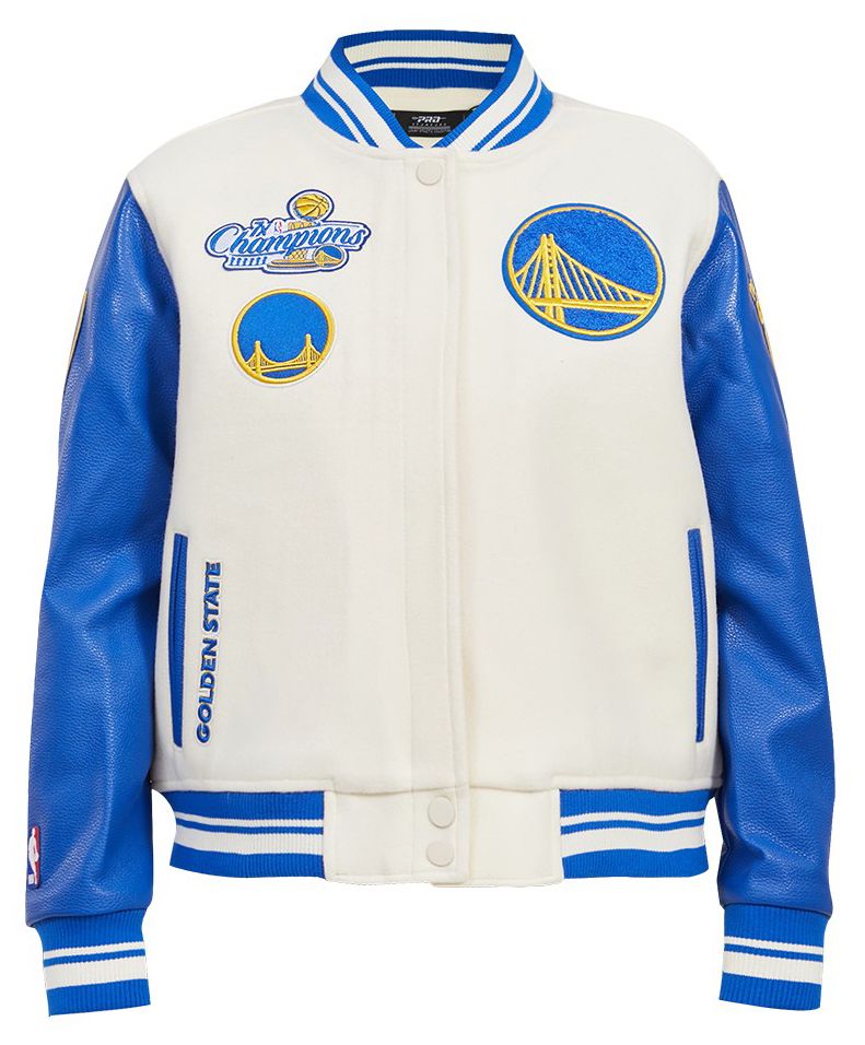 Pro Standard Women's Golden State Warriors Off White Classic Varsity Jacket product image