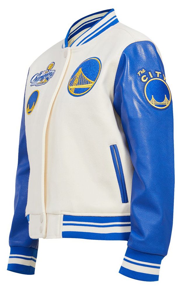 Pro Standard Women's Golden State Warriors Off White Classic Varsity Jacket product image