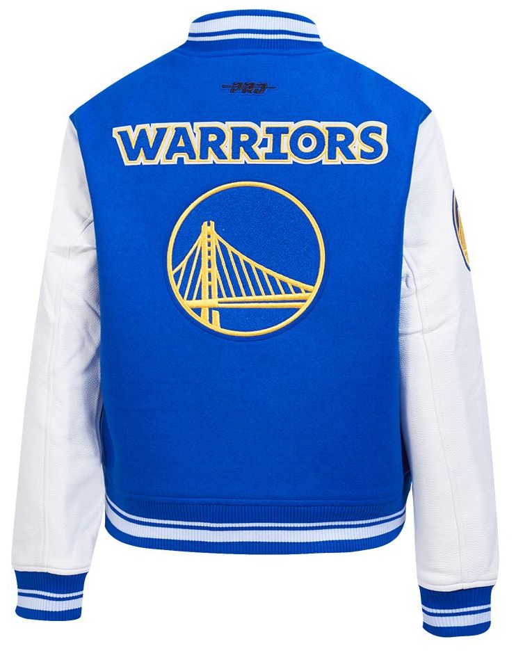 Pro Standard Women's Golden State Warriors Blue Classic Rib Wool Varsity Jacket product image