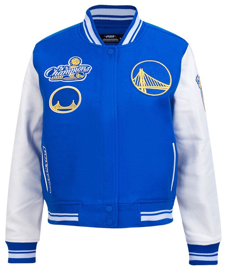 Pro Standard Women's Golden State Warriors Blue Classic Rib Wool Varsity Jacket product image
