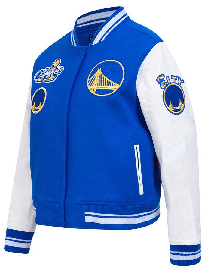 Pro Standard Women's Golden State Warriors Blue Classic Rib Wool Varsity Jacket product image