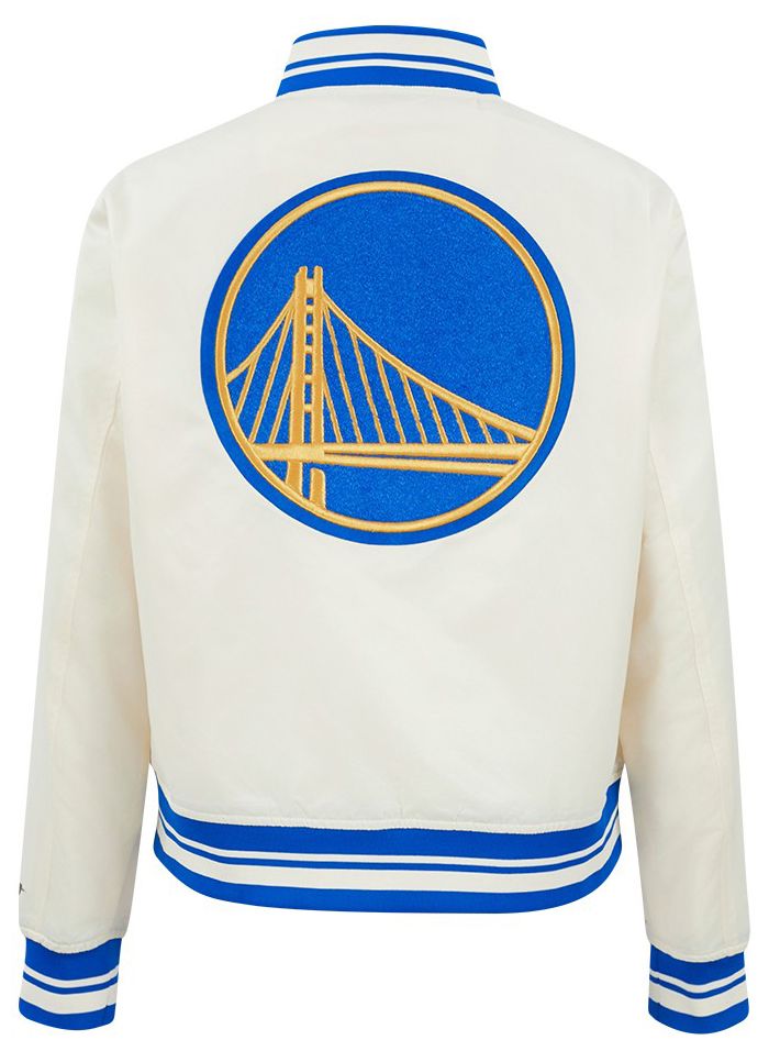 Pro Standard Women's Golden State Warriors Off White Retro Classic Rib Satin Jacket product image