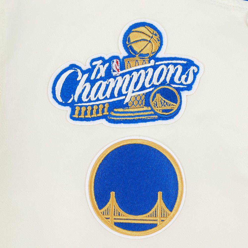Pro Standard Women's Golden State Warriors Off White Retro Classic Rib Satin Jacket product image