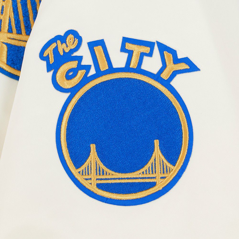 Pro Standard Women's Golden State Warriors Off White Retro Classic Rib Satin Jacket product image