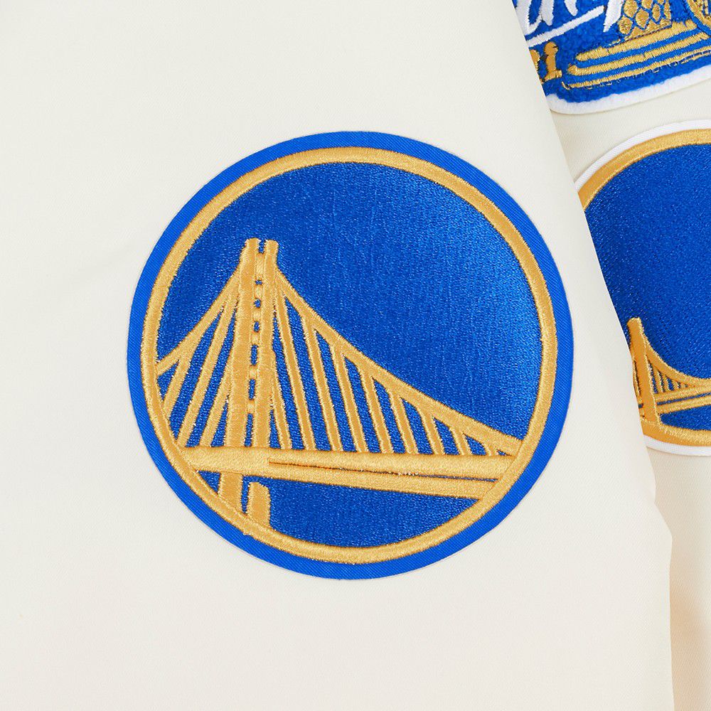 Pro Standard Women's Golden State Warriors Off White Retro Classic Rib Satin Jacket product image