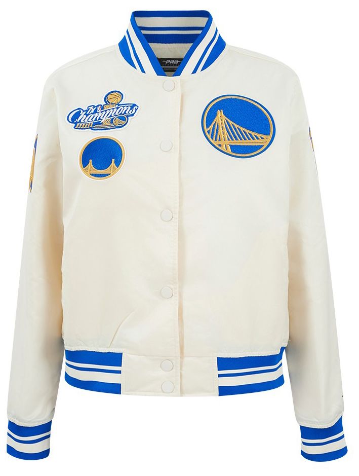 Pro Standard Women's Golden State Warriors Off White Retro Classic Rib Satin Jacket product image
