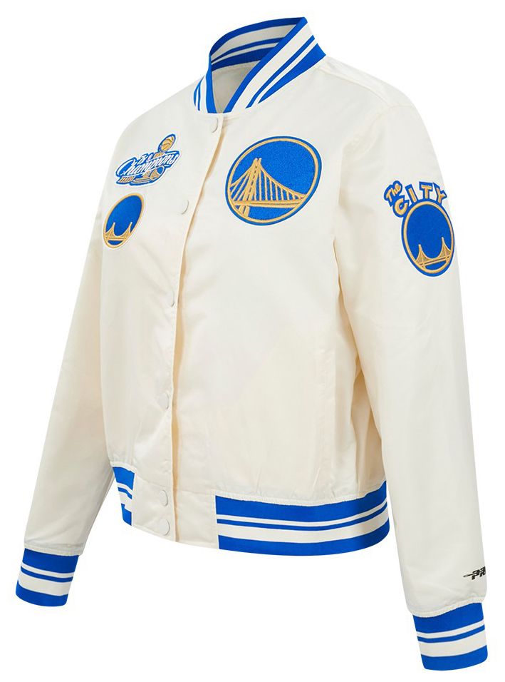 Pro Standard Women's Golden State Warriors Off White Retro Classic Rib Satin Jacket product image