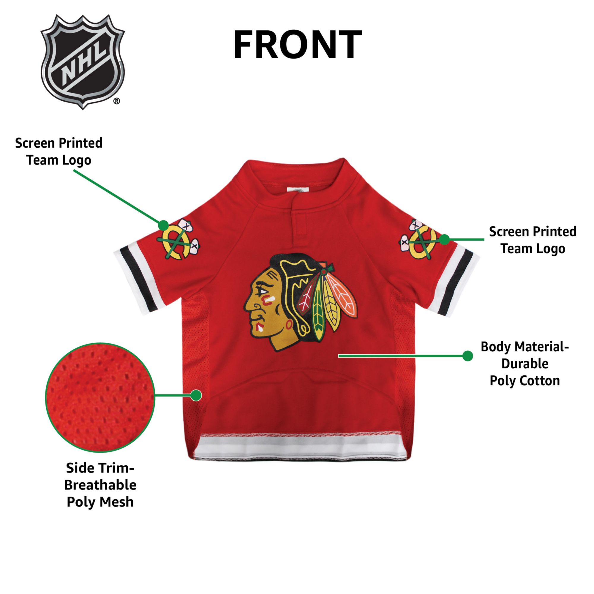 Pets First NHL Chicago Blackhawks Pet Jersey product image