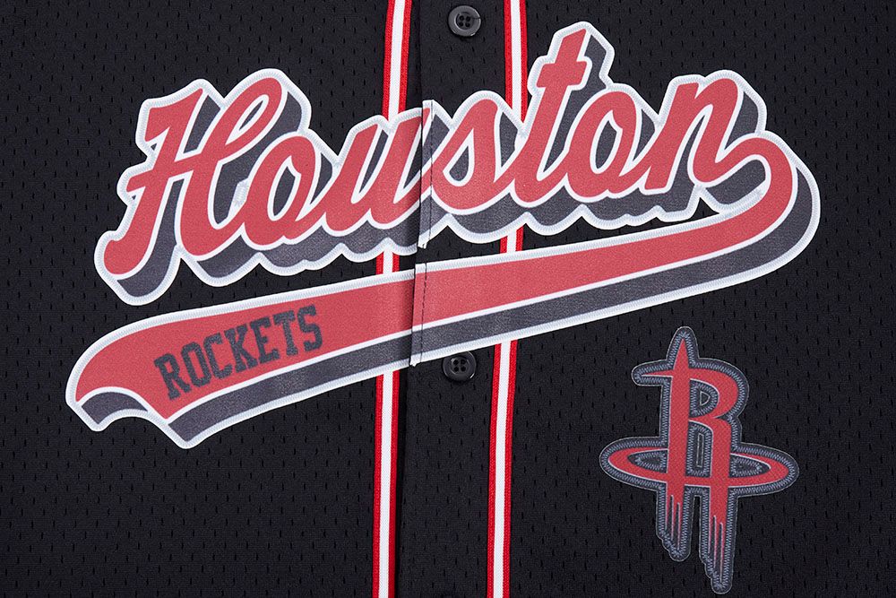 Pro Standard Men's Houston Rockets Black Script Tail Mesh Button Down Shirt product image