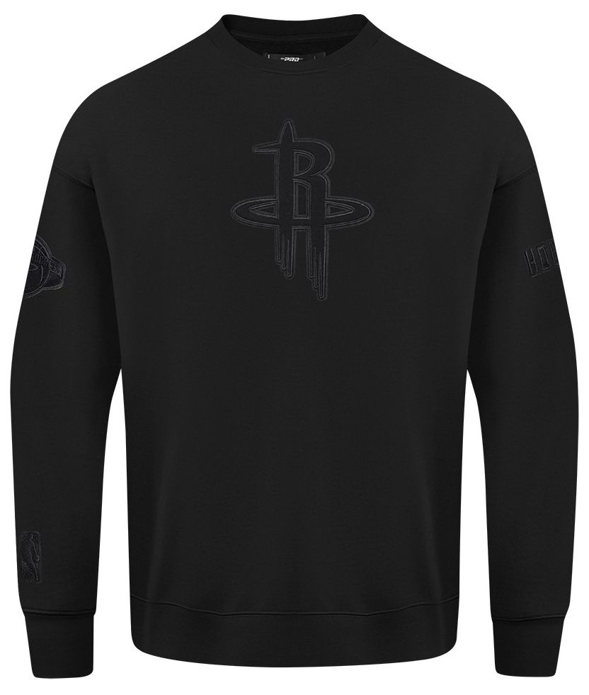 Pro Standard Men's Houston Rockets Black Neutral Drop Fleece Crewneck Sweatshirt product image