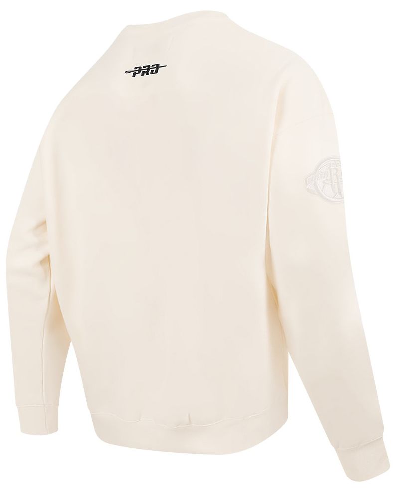 Pro Standard Men's Houston Rockets Off White Neutral Drop Crewneck Sweatshirt product image