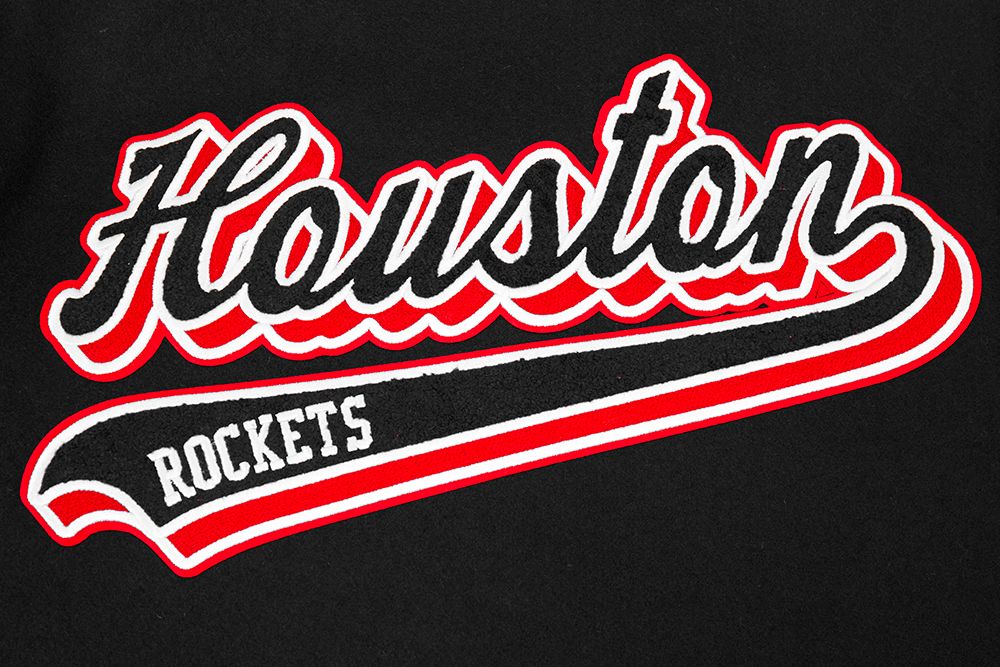 Pro Standard Men's Houston Rockets Black Script Tail Rib Wool Varsity Jacket product image
