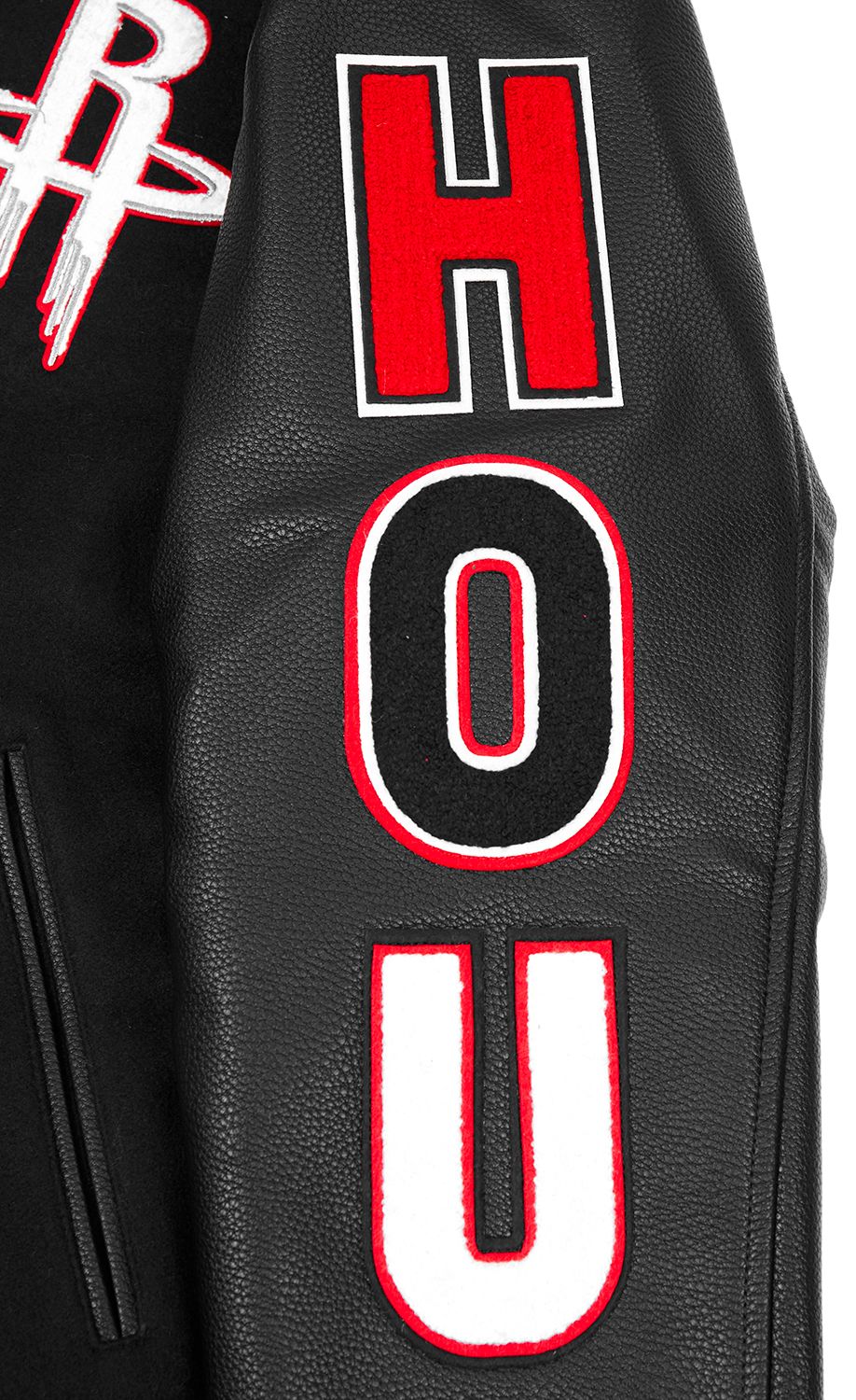 Pro Standard Men's Houston Rockets Black Script Tail Rib Wool Varsity Jacket product image