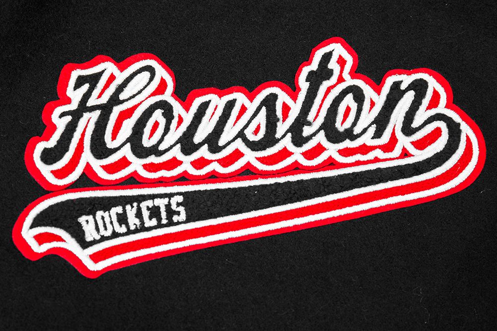 Pro Standard Men's Houston Rockets Black Script Tail Rib Wool Varsity Jacket product image