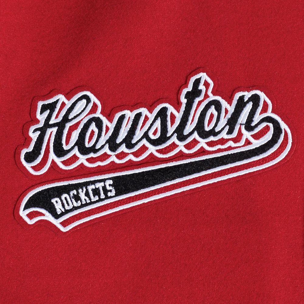 Pro Standard Men's Houston Rockets Red Script Tail Rib Wool Varsity Jacket product image
