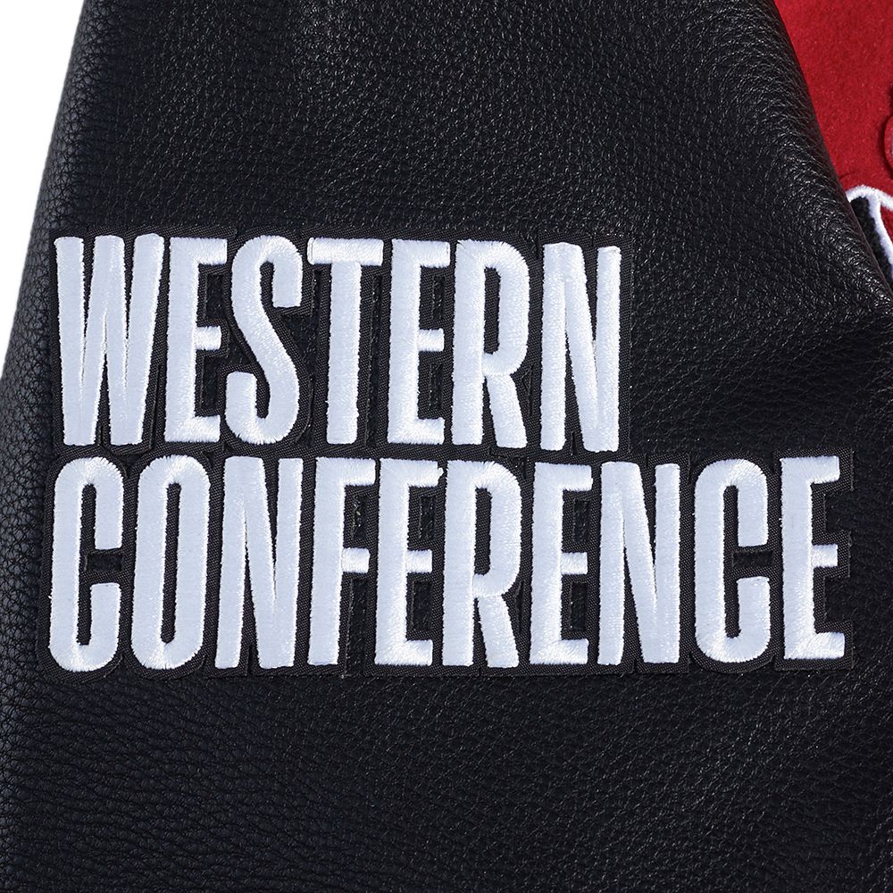 Pro Standard Men's Houston Rockets Red Script Tail Rib Wool Varsity Jacket product image