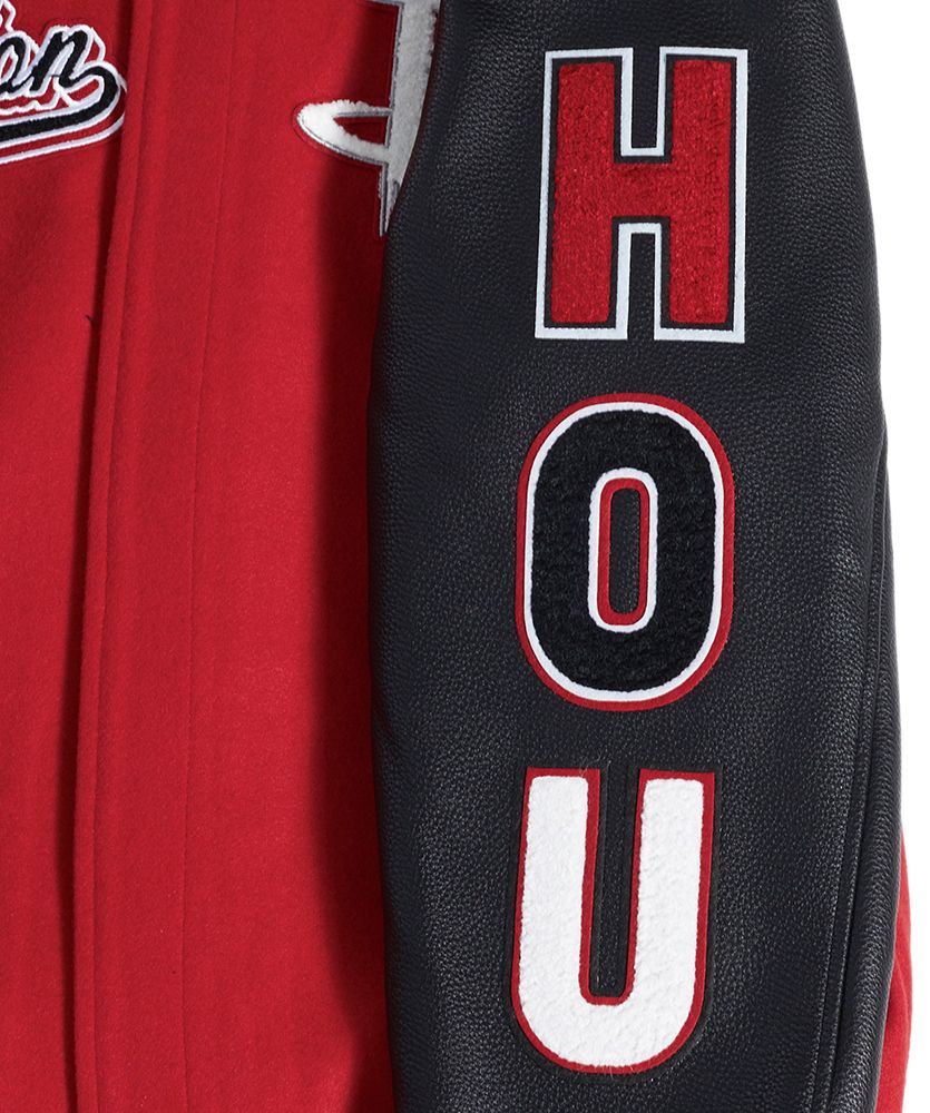 Pro Standard Men's Houston Rockets Red Script Tail Rib Wool Varsity Jacket product image