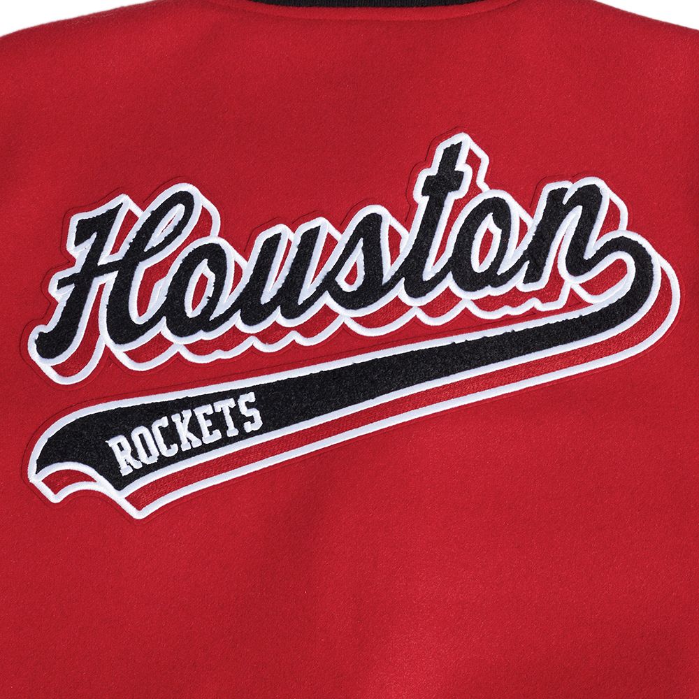 Pro Standard Men's Houston Rockets Red Script Tail Rib Wool Varsity Jacket product image