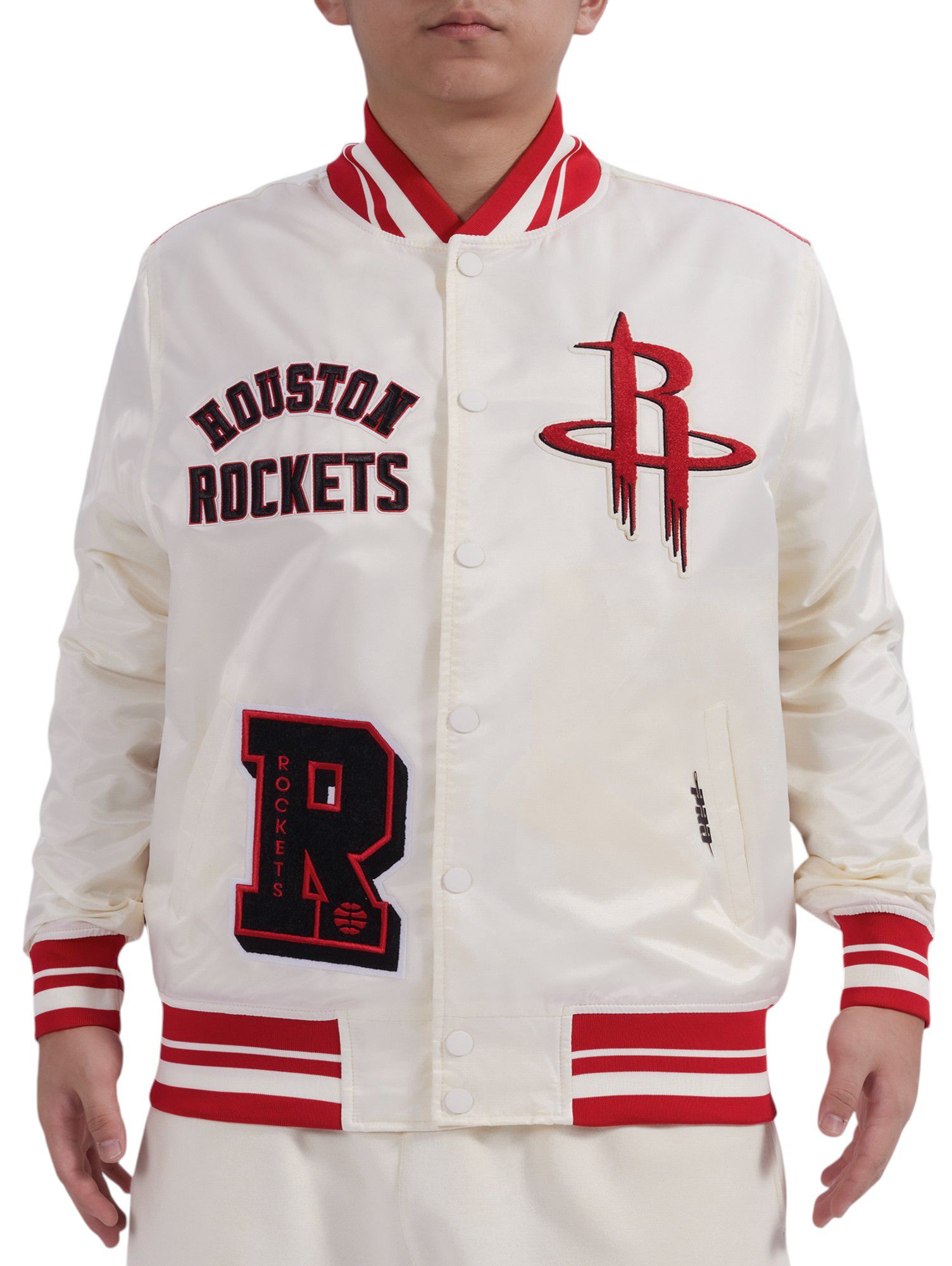 Pro Standard Adult Houston Rockets Off White Sublimated Satin Jacket product image