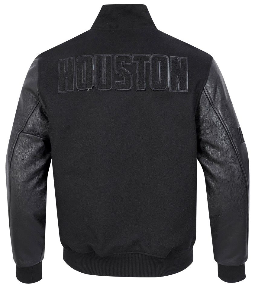 Pro Standard Men's Houston Rockets Triple Black Wool Varsity Jacket product image
