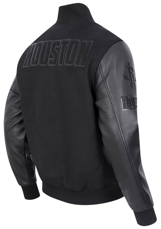 Pro Standard Men's Houston Rockets Triple Black Wool Varsity Jacket product image