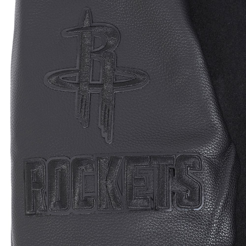 Pro Standard Men's Houston Rockets Triple Black Wool Varsity Jacket product image
