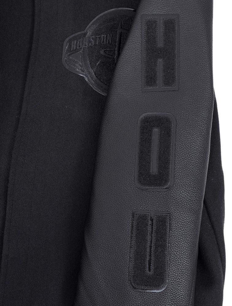 Pro Standard Men's Houston Rockets Triple Black Wool Varsity Jacket product image