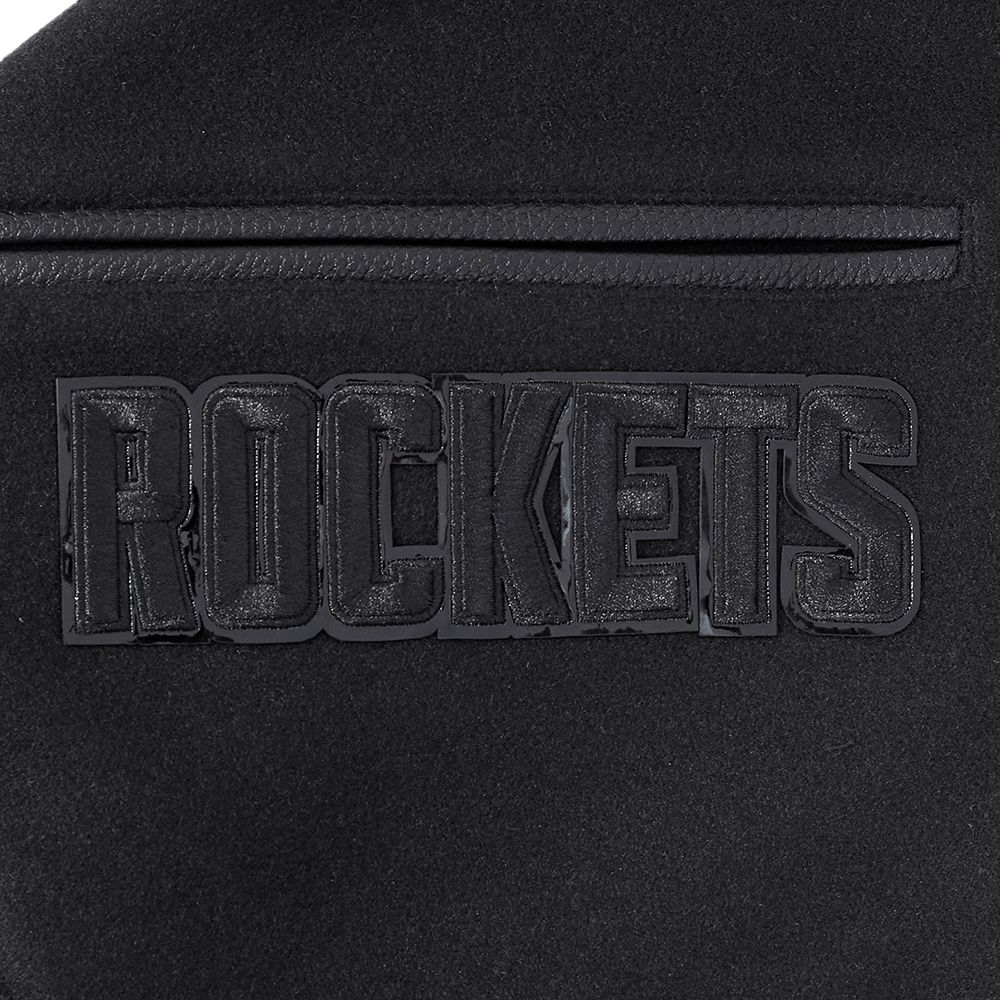 Pro Standard Men's Houston Rockets Triple Black Wool Varsity Jacket product image