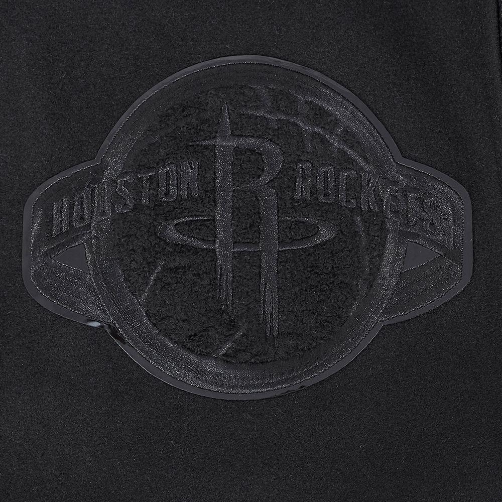 Pro Standard Men's Houston Rockets Triple Black Wool Varsity Jacket product image