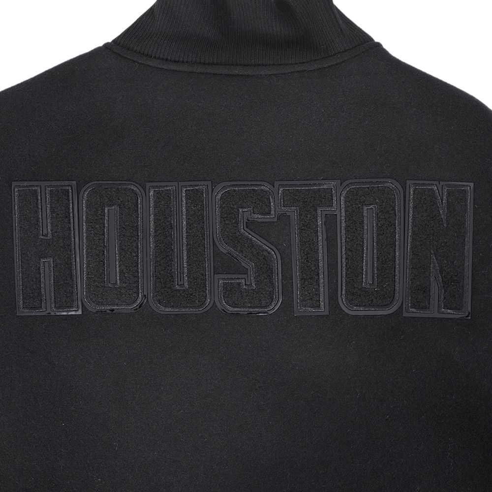 Pro Standard Men's Houston Rockets Triple Black Wool Varsity Jacket product image