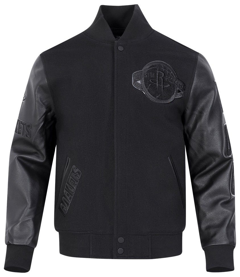 Pro Standard Men's Houston Rockets Triple Black Wool Varsity Jacket product image