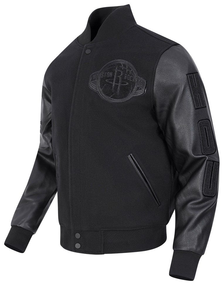 Pro Standard Men's Houston Rockets Triple Black Wool Varsity Jacket product image