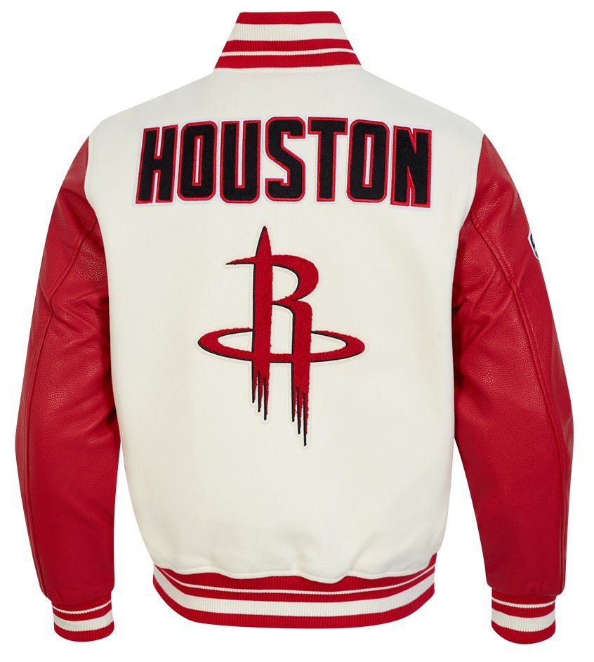 Pro Standard Men's Houston Rockets Off White Retro Classics Rib Wool Varsity Jacket product image