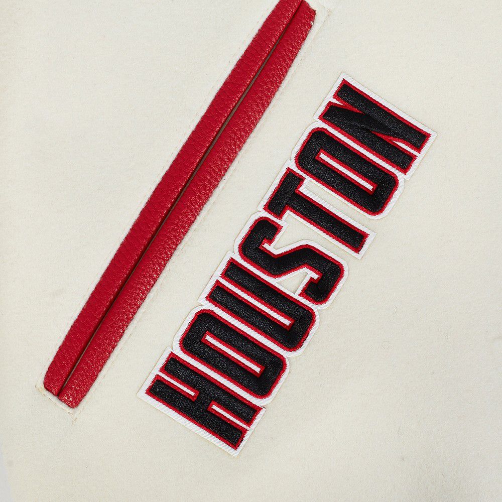 Pro Standard Men's Houston Rockets Off White Retro Classics Rib Wool Varsity Jacket product image