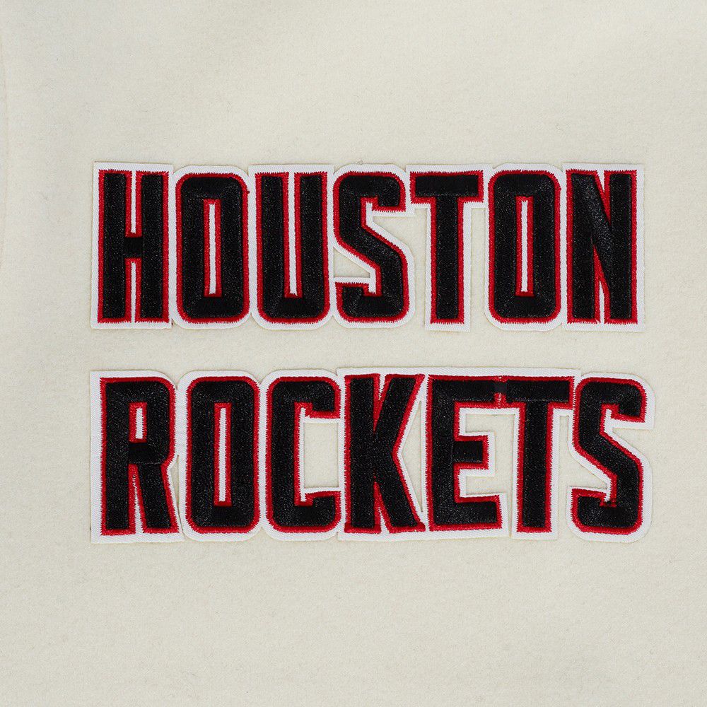Pro Standard Men's Houston Rockets Off White Retro Classics Rib Wool Varsity Jacket product image
