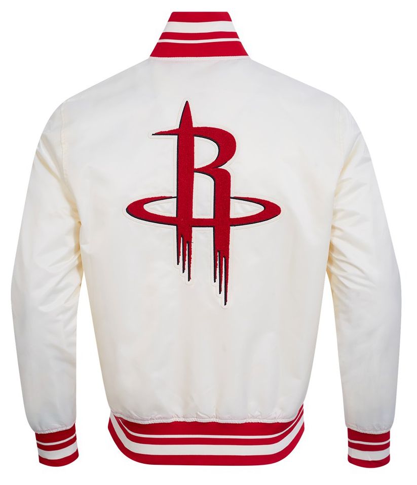 Pro Standard Men's Houston Rockets Off White Retro Classics Rib Satin Jacket product image