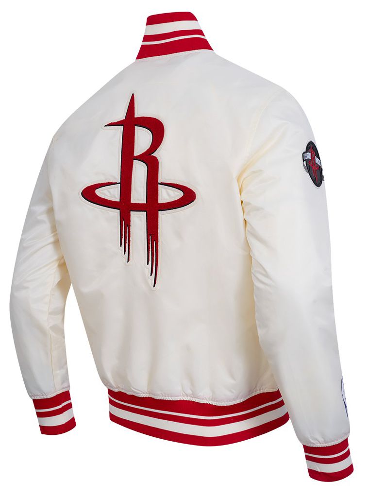 Pro Standard Men's Houston Rockets Off White Retro Classics Rib Satin Jacket product image