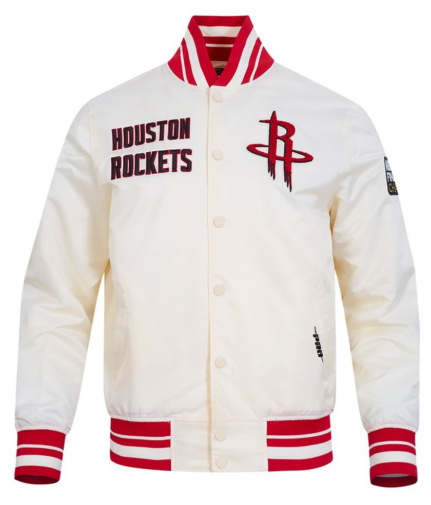 Pro Standard Men's Houston Rockets Off White Retro Classics Rib Satin Jacket product image
