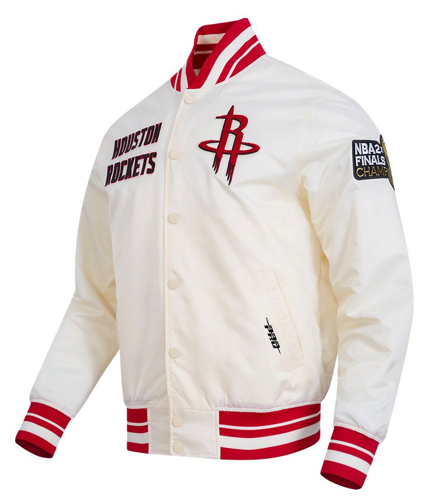 Pro Standard Men's Houston Rockets Off White Retro Classics Rib Satin Jacket product image