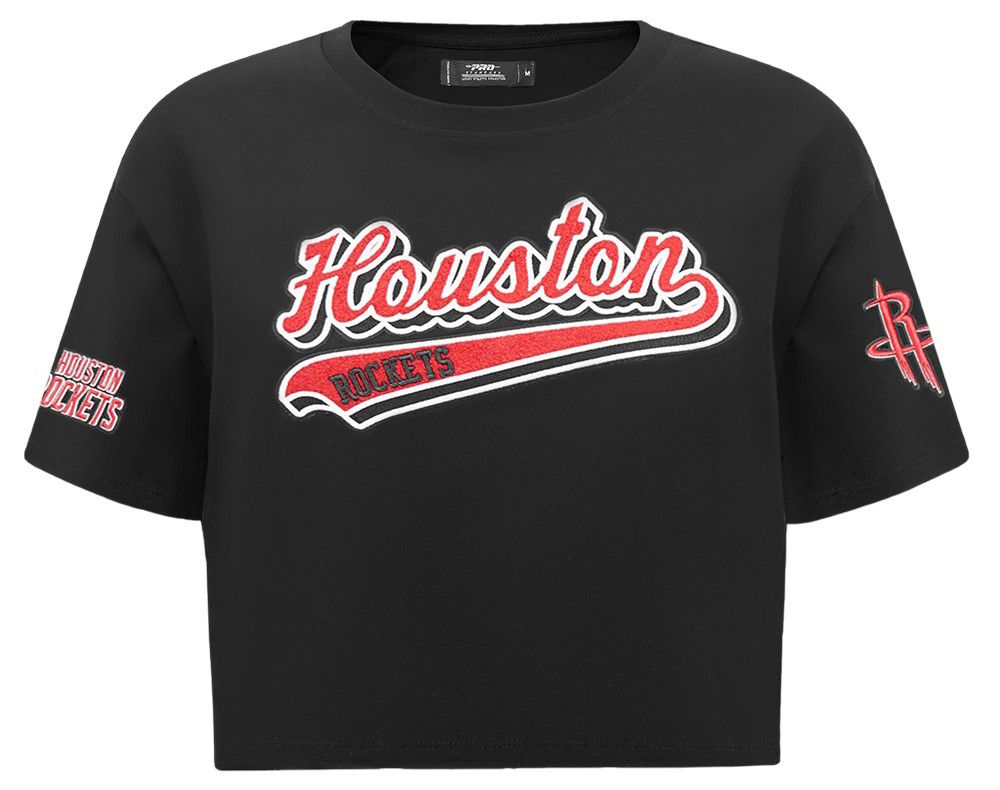 Pro Standard Women's Houston Rockets Black Script Tail Boxy Cropped T-Shirt product image