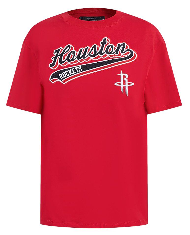 Pro Standard Women's Houston Rockets Red Script Tail Boyfriend T-Shirt product image