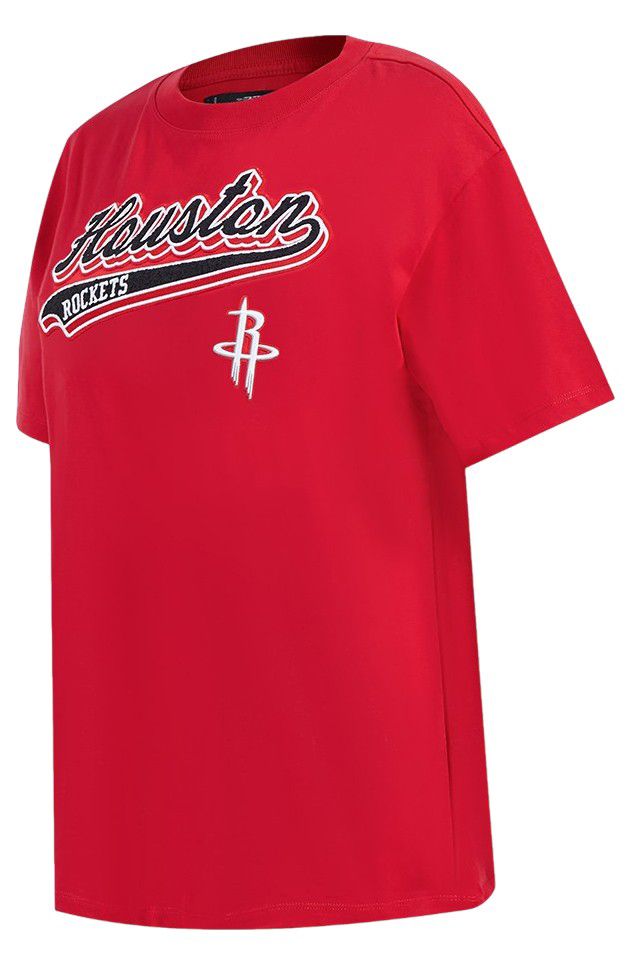 Pro Standard Women's Houston Rockets Red Script Tail Boyfriend T-Shirt product image