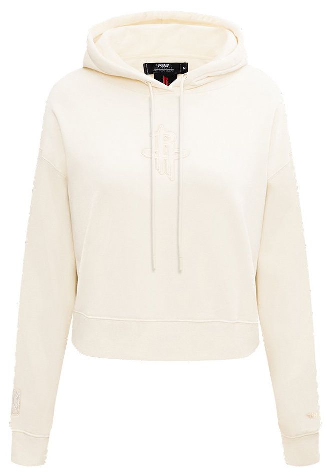 Pro Standard Women's Houston Rockets Off White Neutral Cropped Fleece Pullover Hoodie product image